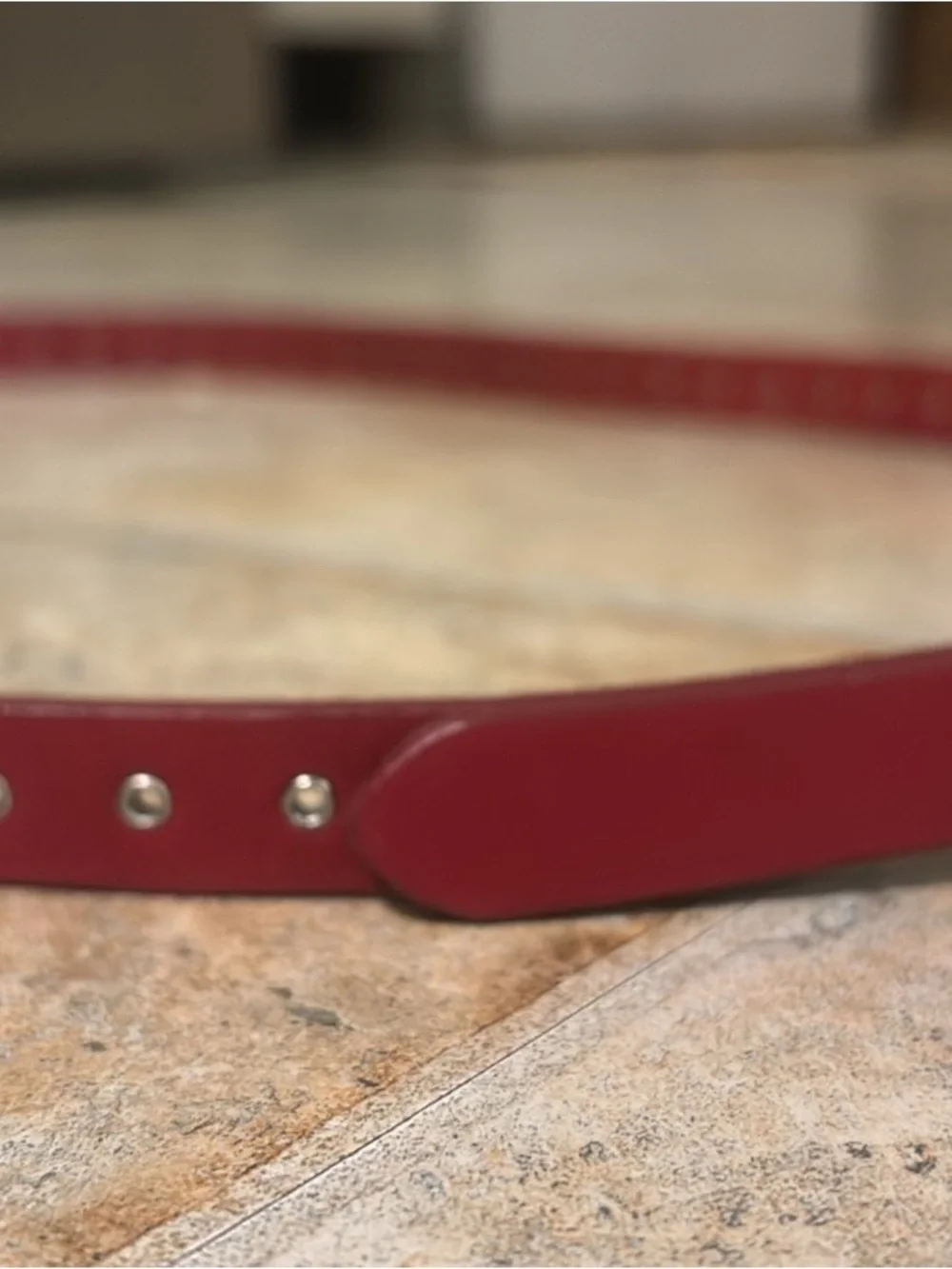 Vintage /Retro Red Skinny grommet/eyelet belt, fits 37–40” waist